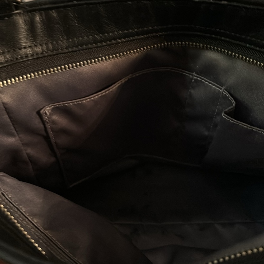 Coach Park Large Woven Black & Silver Leather Zip Top Tote Shoulder Bag - Picture 10 of 11